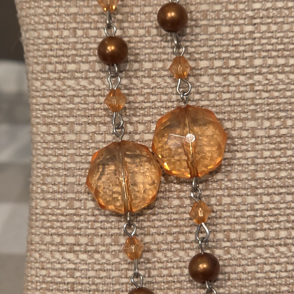 Vintage Gold and Copper Beaded Necklace - Picture 4 of 5
